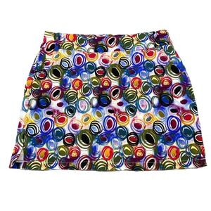 Attyre New York Golf Pickleball Skort Skirt Bright Colorful Abstract Circles Sz6